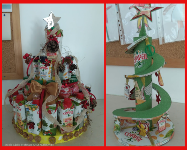 Podemos observar duas árvores de Natal: <br/>Imagem da esquerda: Árvore de Natal Compal<br/>Imagem da direita: Espiral Compal...uma Árvore especial!