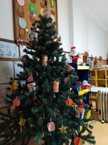 do que fez para a árvore de Natal da sala de aulas